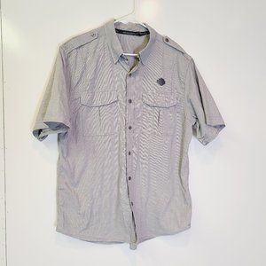 Harley Davidson Gray Casual Button Down Short Sleeve Shirt Mens